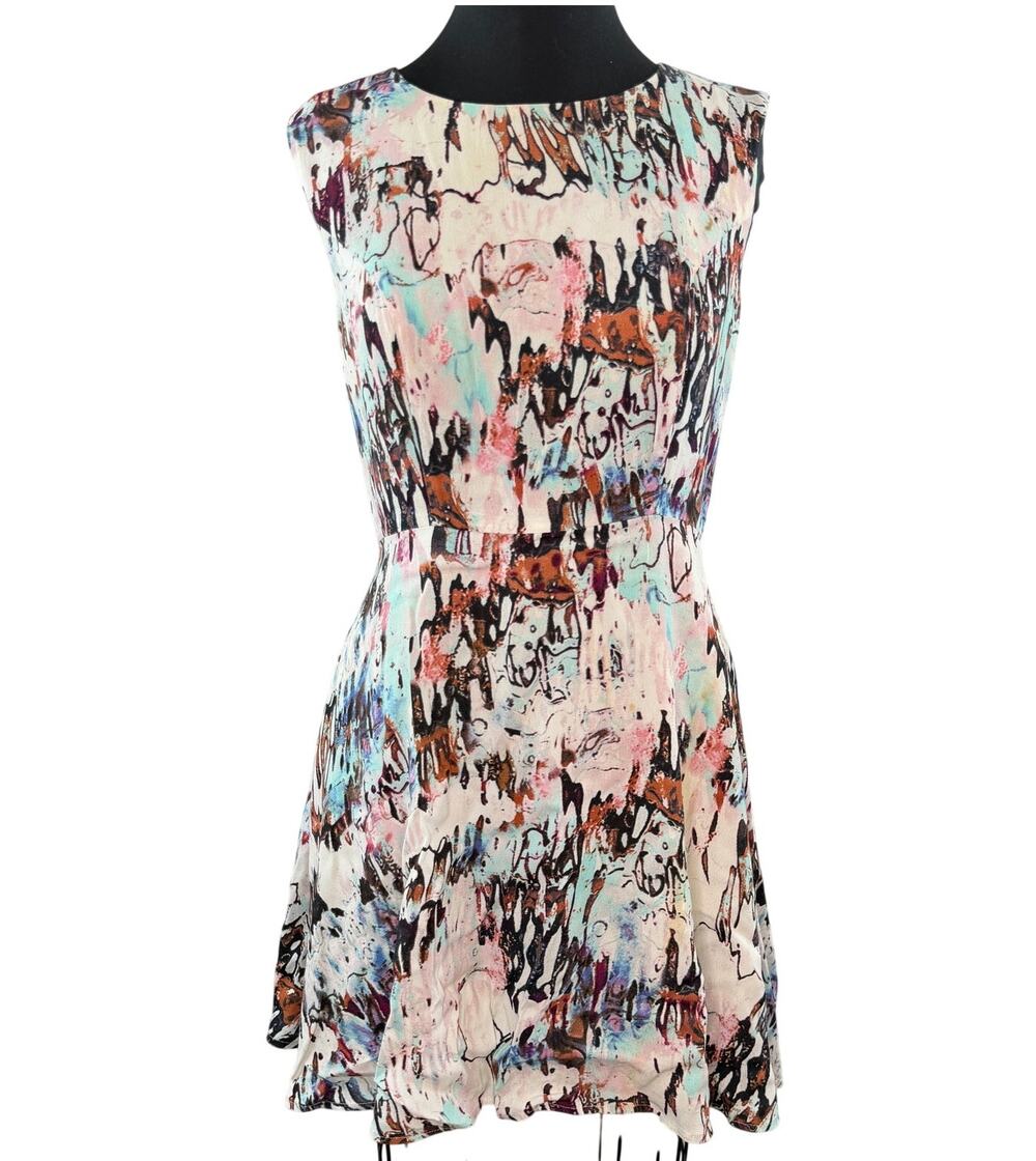 French Connection Fit & Flare Dress Skater Isla Ripple Sleeveless Casual Size 6